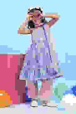 Pink Cotton Printed Tiered Suit Set image number 0