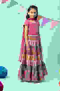 Berry Poly Viscose Short Top Lehenga Set image number 6