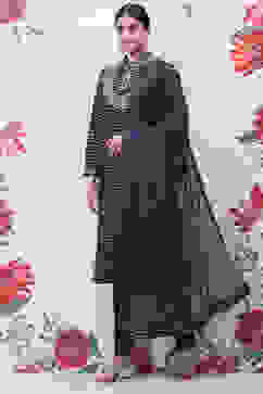 Rohit Bal Blue Cotton Silk Straight Yarndyed Suit Set image number 5