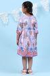 Lavender Rayon Flared Printed Dress image number 4