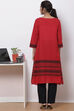 Red Cotton A Line Kurta image number 4