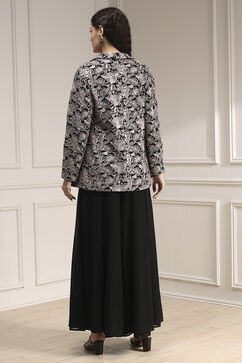 Black Polyester Fitted Embroidered Fusion Set image number 4