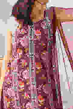 Maroon Printed Straight Kurta & Palazzo Suit Set image number 1