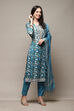 Blue Silk Blend Printed Unstitched Suit Set image number 7