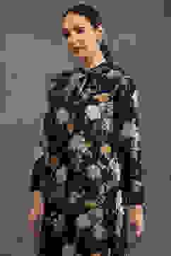 Rohit Bal Indigo Silk Chanderi Floral Printed Straight Kurta Set image number 1