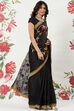 Rohit Bal Black Chanderi Silk Solid Saree With Blouse image number 4