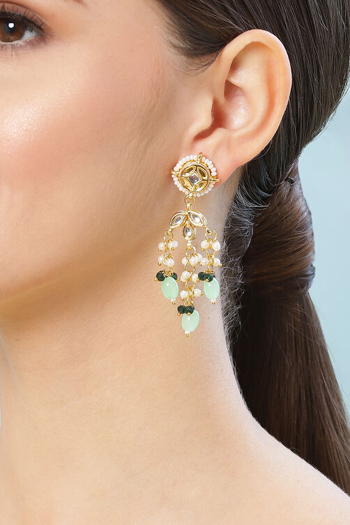 Mint Green Kundan Earrings image number 1
