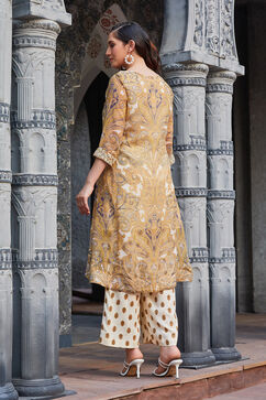 Mustard Polyester Blend Asymmetric Suit Set image number 3