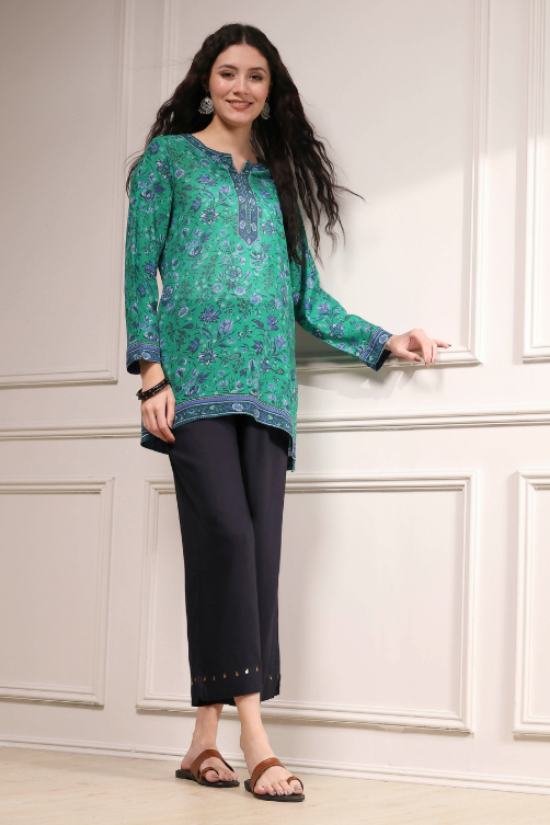green kurti set