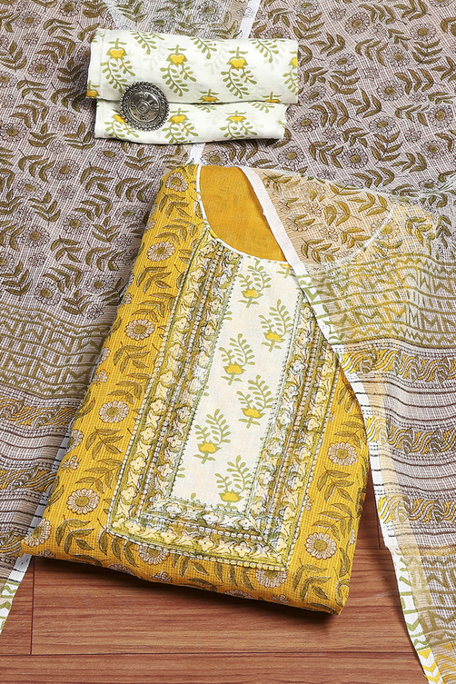 Hand Block Print Unstitched Suit Set