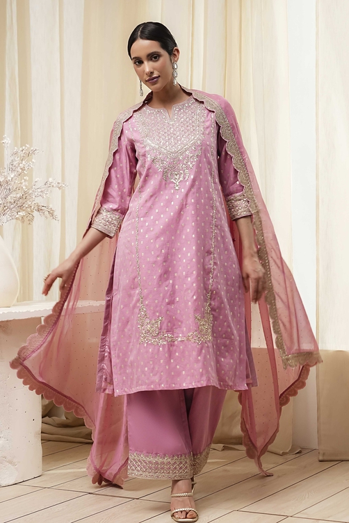 Indian Pink Straight Suit Set