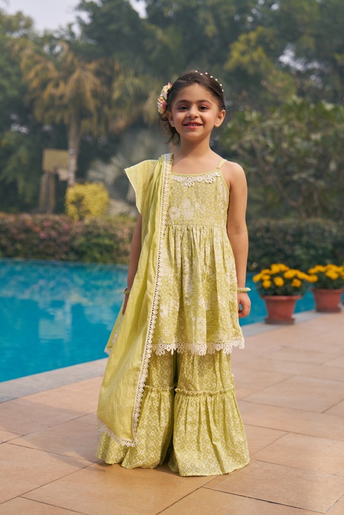 BIBA Mint Green Girls’ Anarkali Suit
