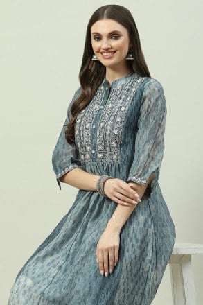 PRINTED SILK KURTA