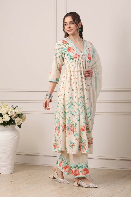 cotton anarkali suit design