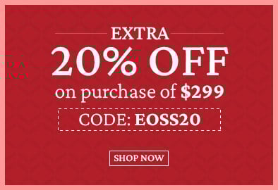 Extra 20% Off on purchase of $299 or Above