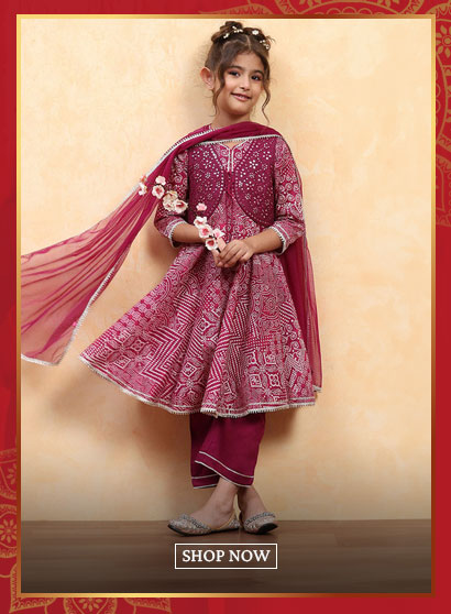 Purple Cotton Printed Anarkali Suit Set