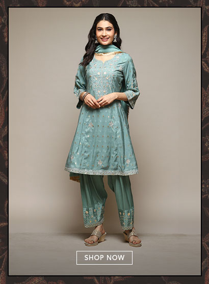 Sap Green Cotton Blend Kalidar Kurta Salwar Suit Set