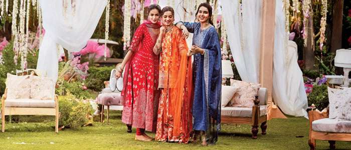 Black Art Silk Saree Kurta Pant Suit Set at Biba India