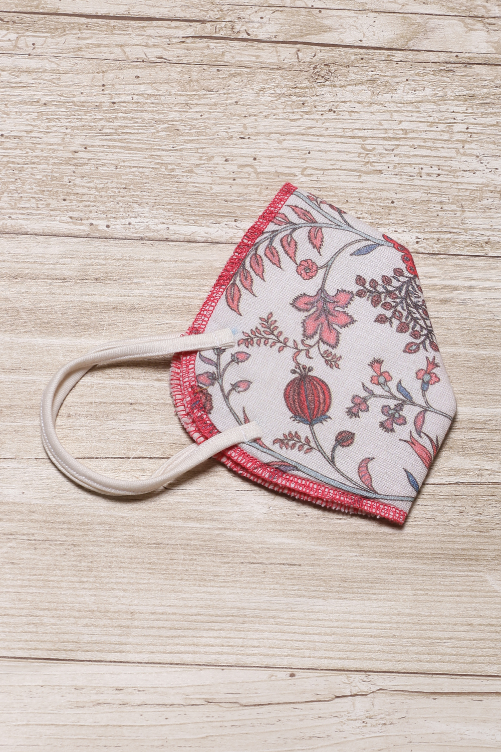 Beige Cotton Flax Printed Face Mask image number 2