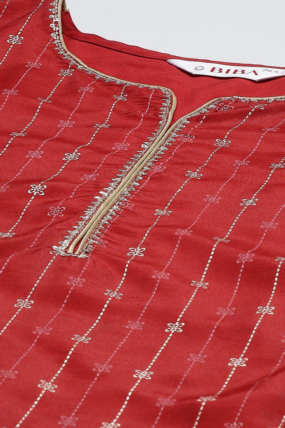 Terracotta Printed Straight Kurta Sharara Suit Set image number 1