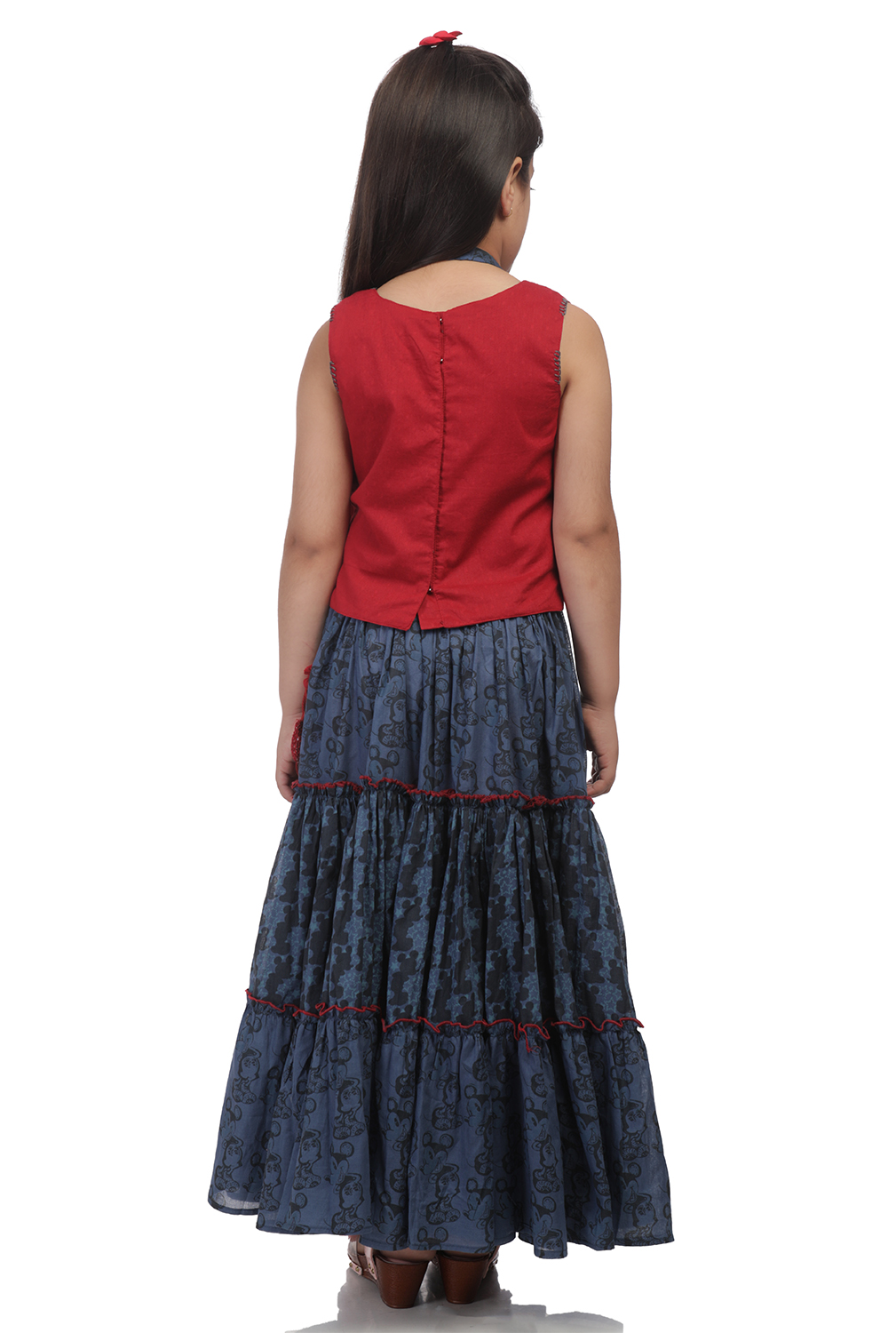 Red And Indigo Mickey Printed Skirt & Top image number 4