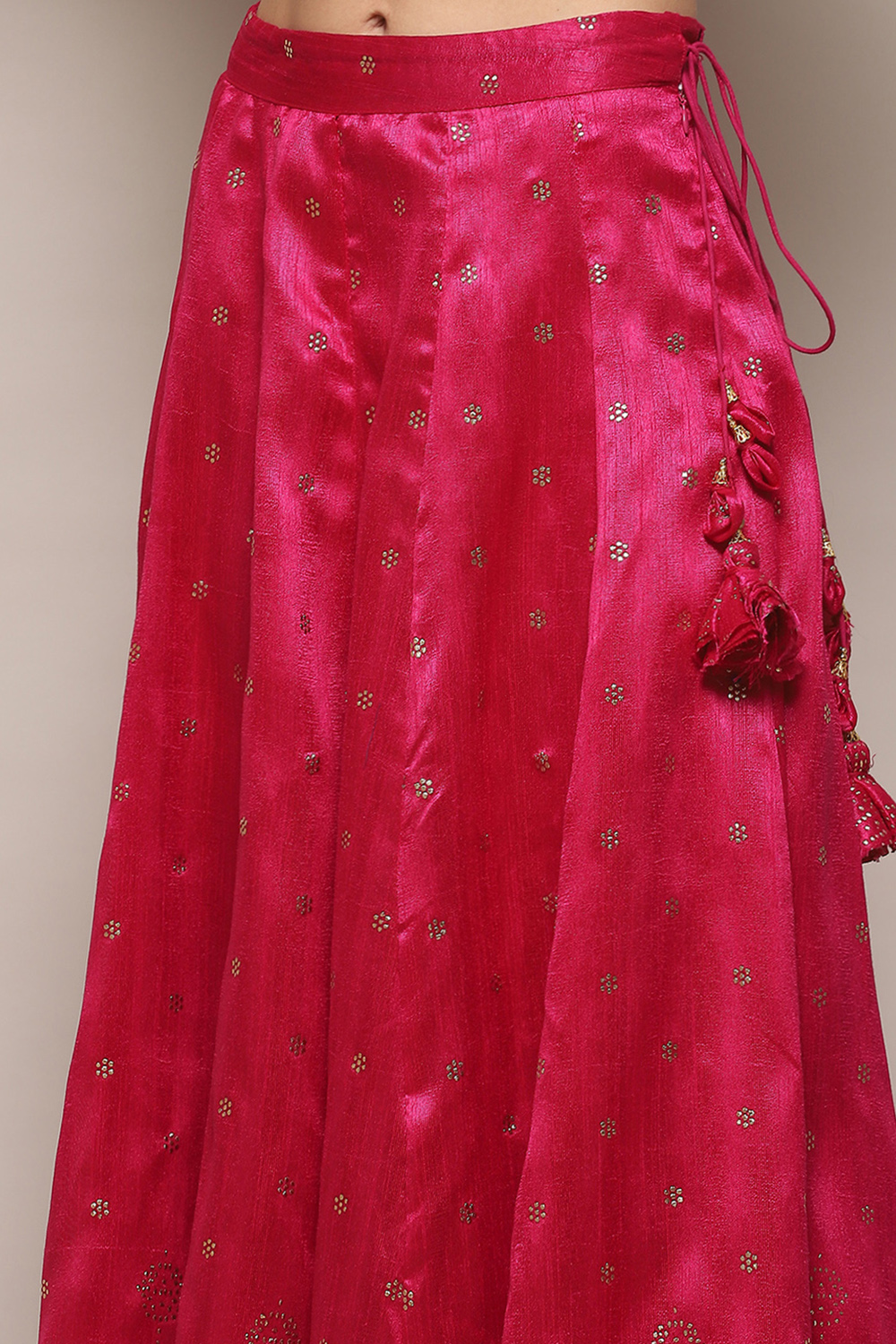 Fuchsia Metallic Design Flared Skirt image number 1