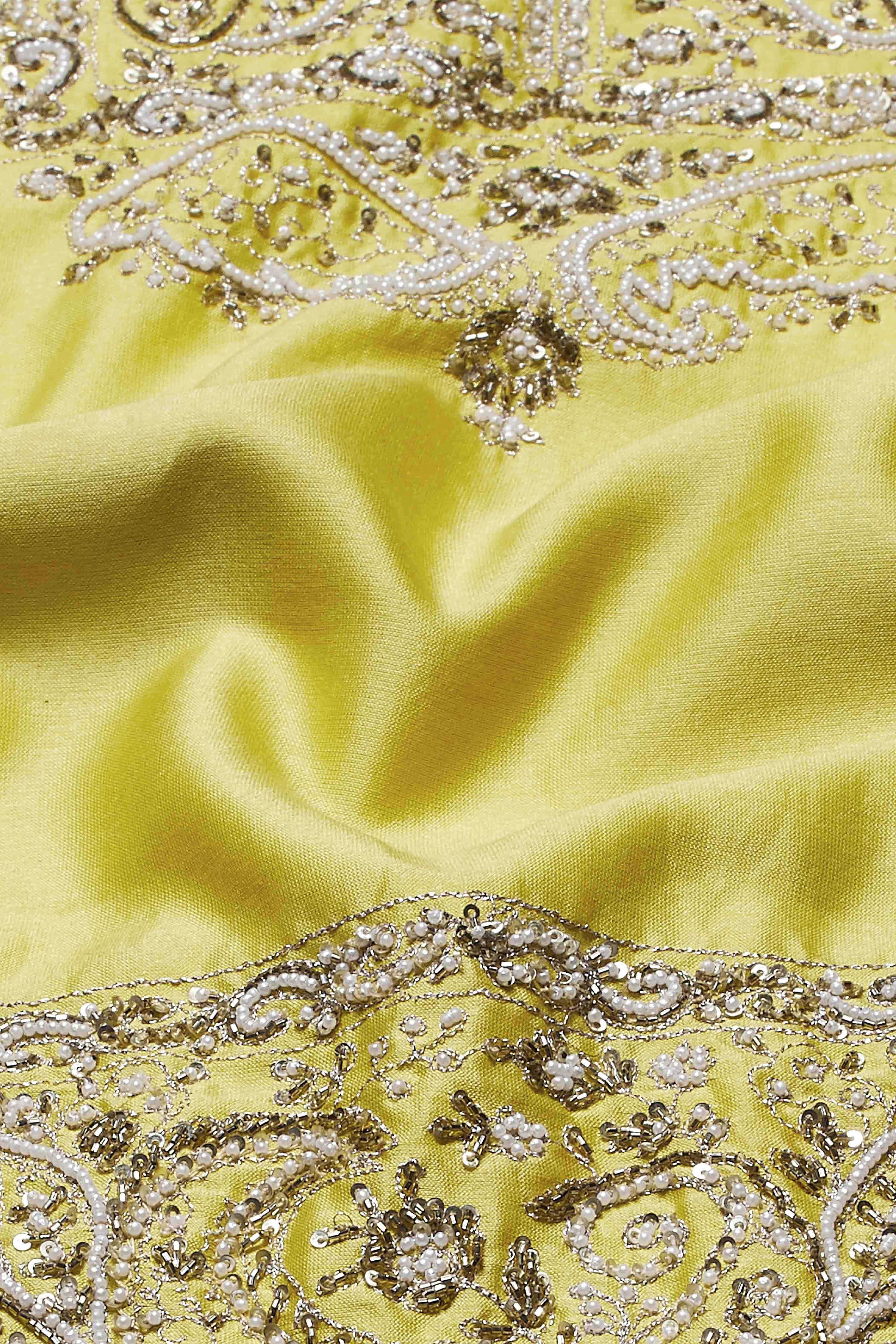 Lime Green Cotton Silk Embroidery Suit Set image number 3