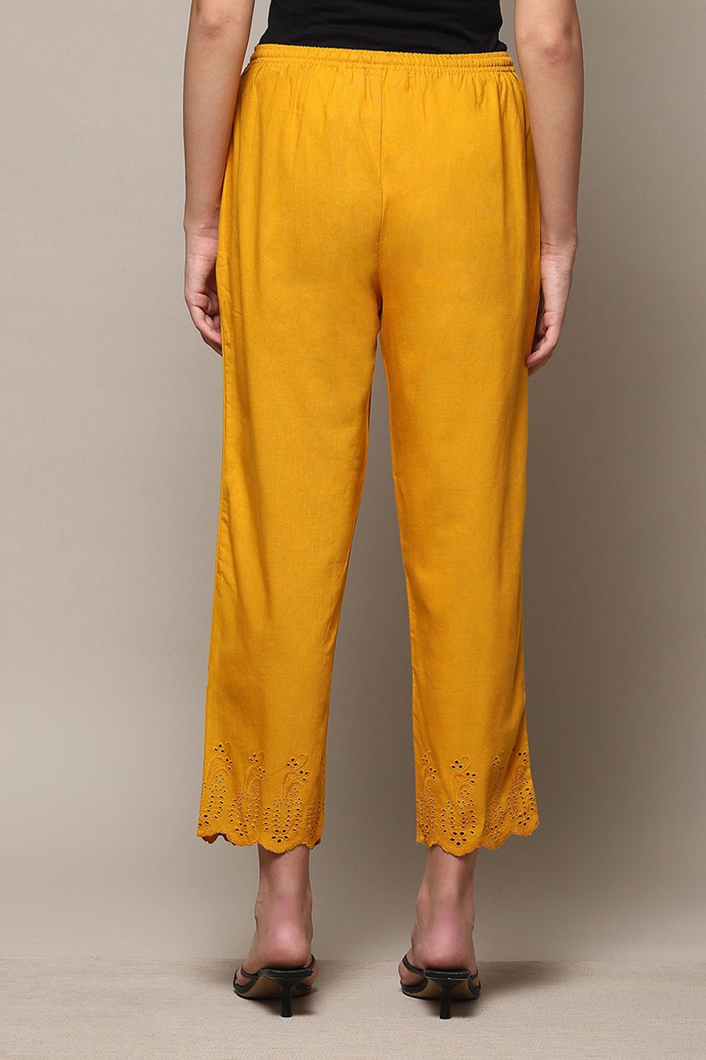 Mustard Cotton Flax Pants image number 4