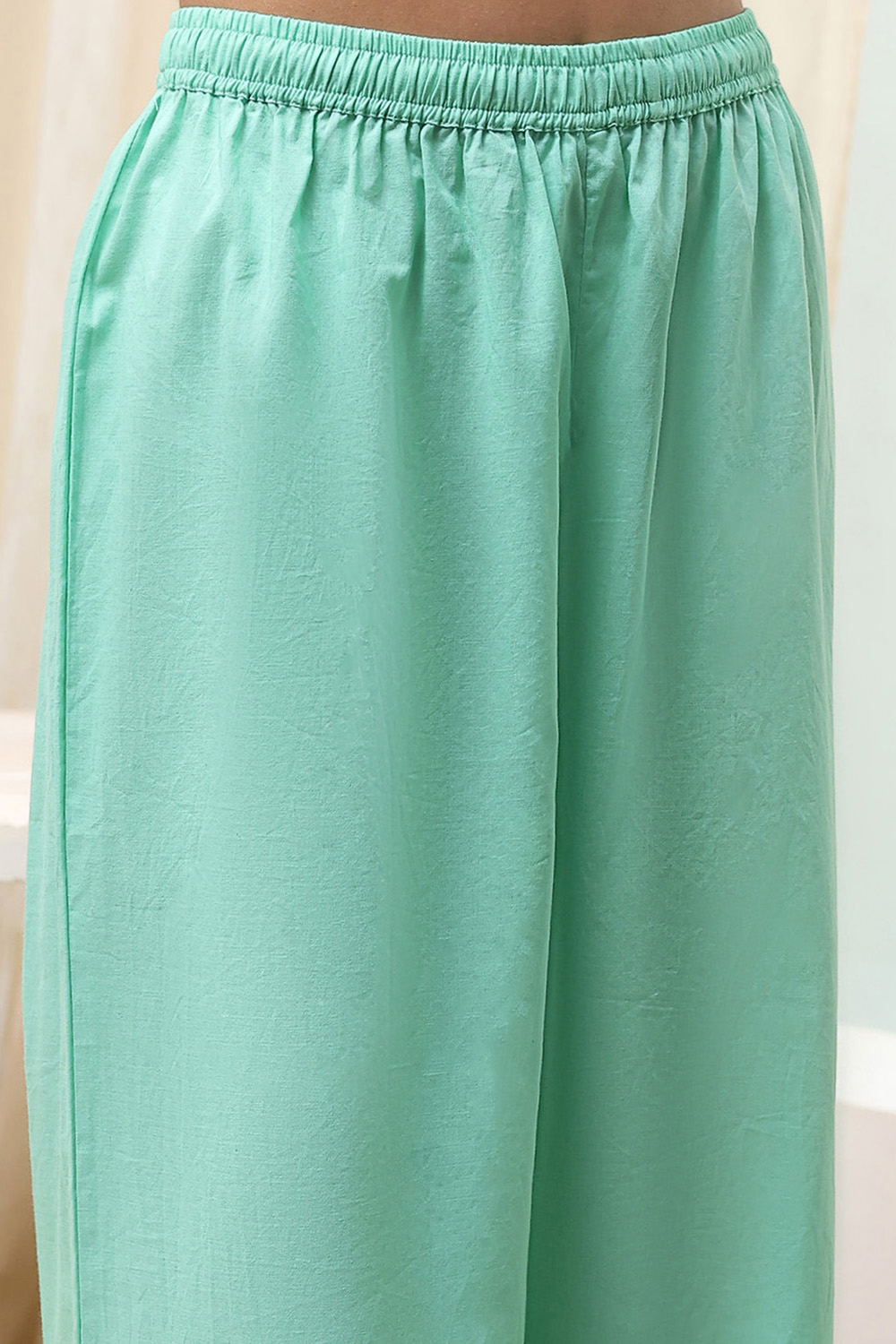 Sea Green Viscose Rayon Straight Suit Set image number 2