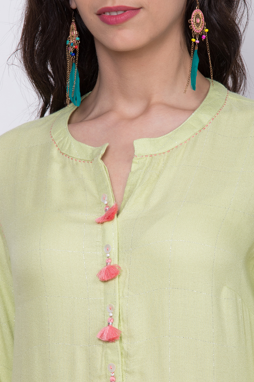 Mint Green Rayon Straight Kurta image number 1