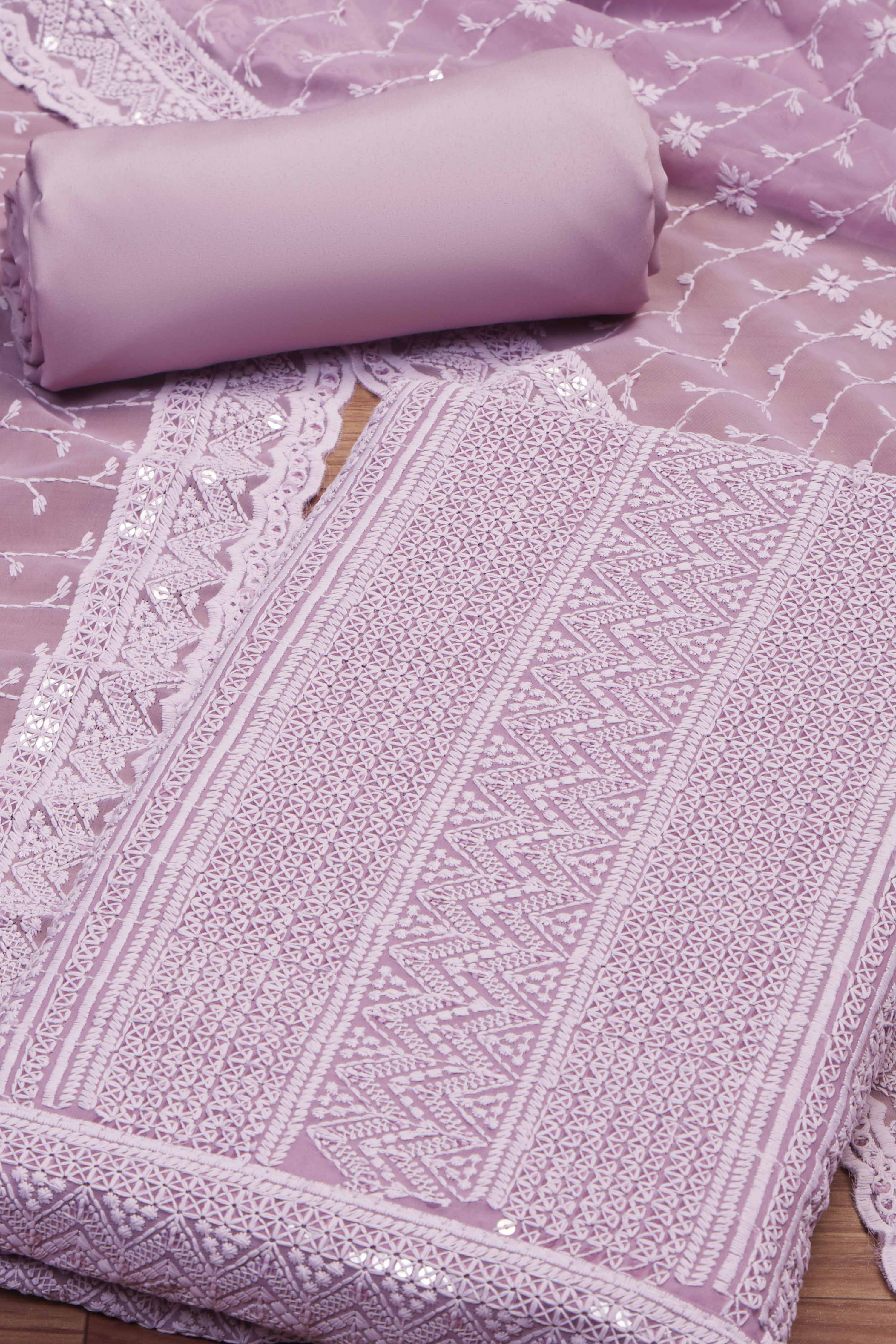 Pnk Georgette Unstitched Suit Set image number 1