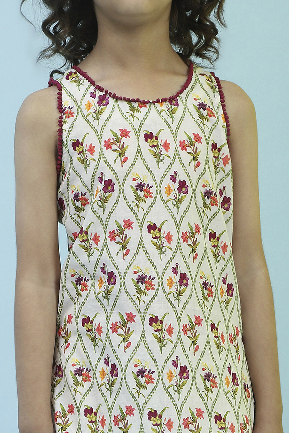 Off White Cotton Sharara Suit Set image number 1