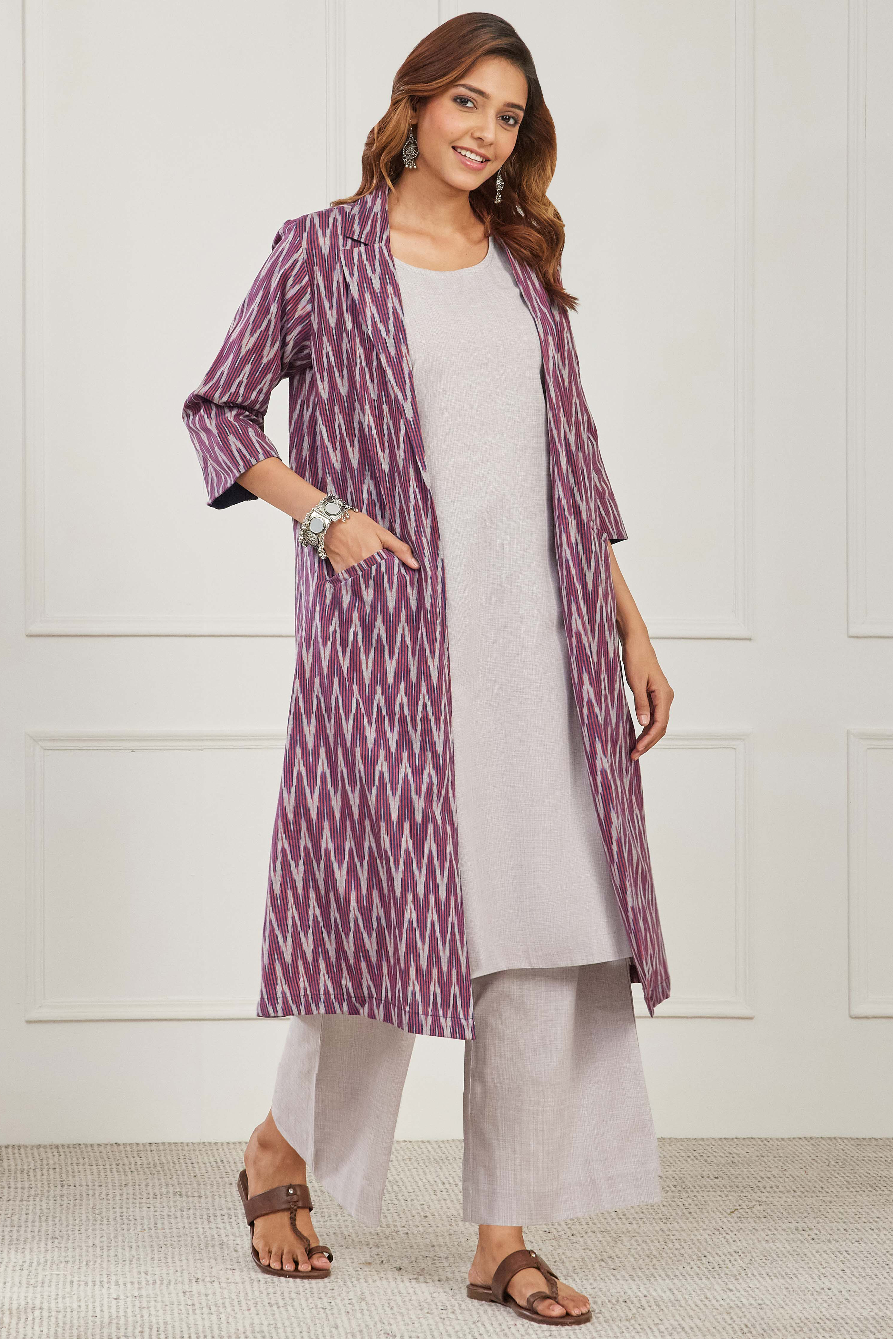 Maroon Cotton Straight Fusion Set image number 5