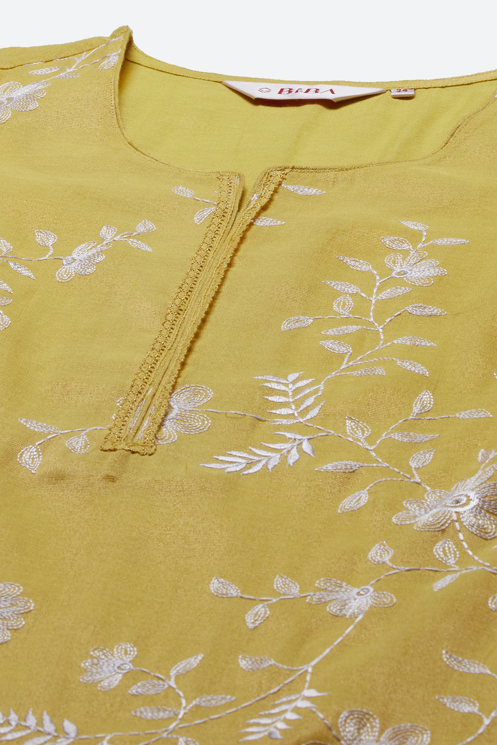 Lime Yellow Cotton Straight Kurta Slim Pant Suit Set image number 1