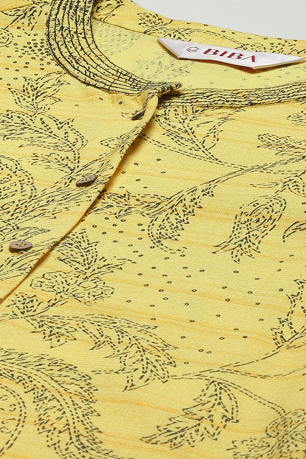 Yellow Rayon Front Open Printed Kurta image number 1