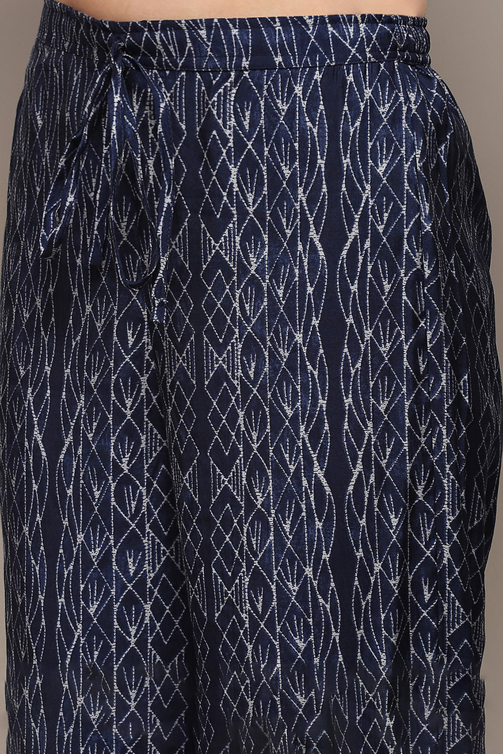 Indigo Poly Viscose Straight Yarndyed Suit Set image number 2