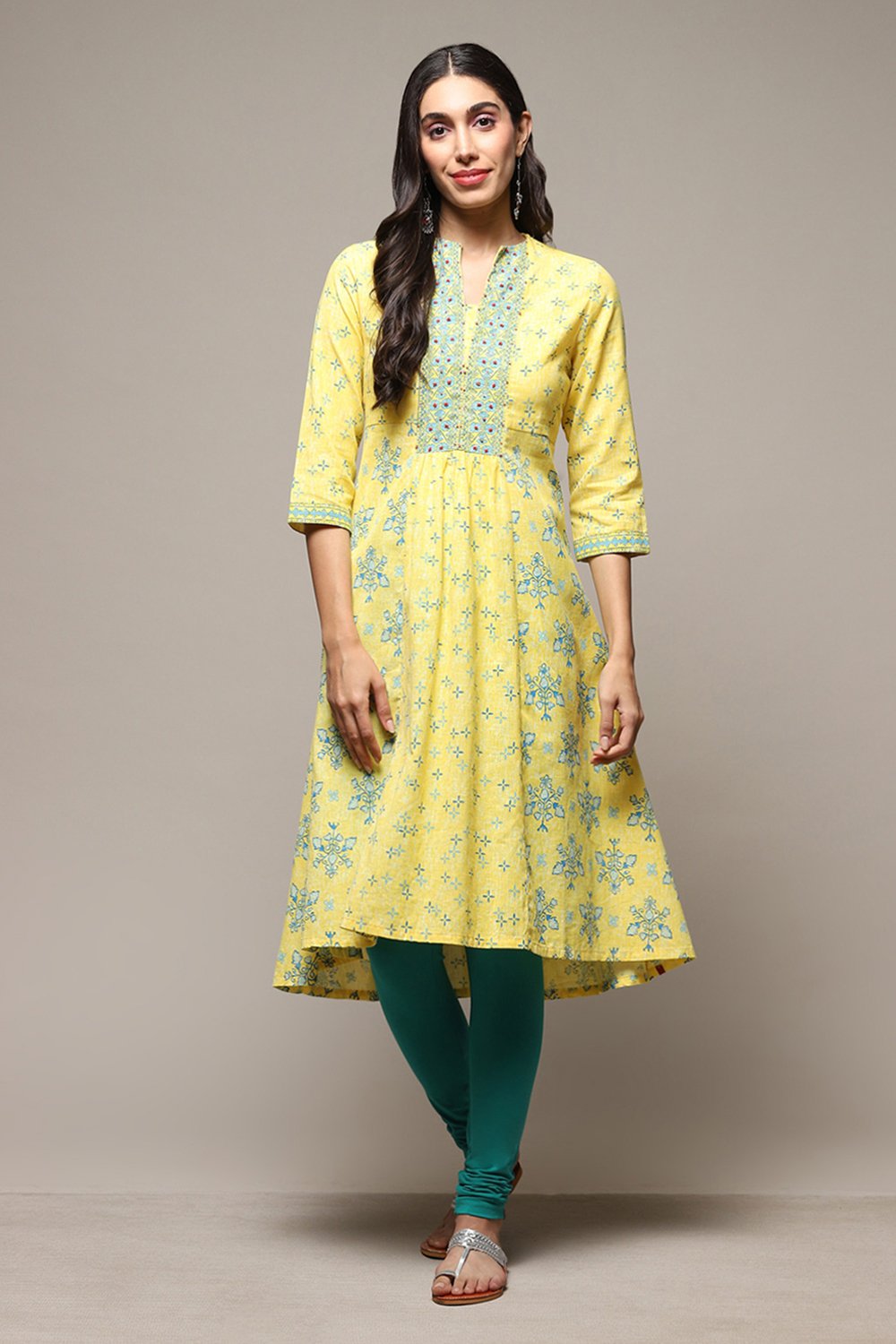 Camel Cotton Blend Solid Churidar image number 0