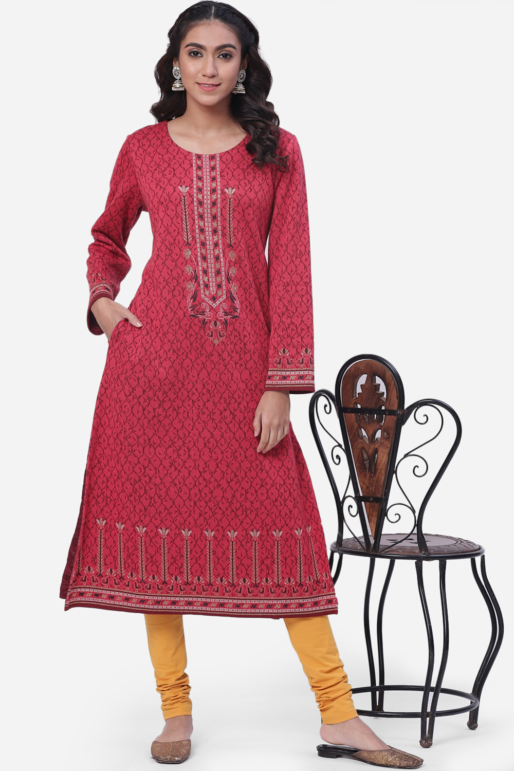 Coral Straight Poly Metallic Kurta image number 5