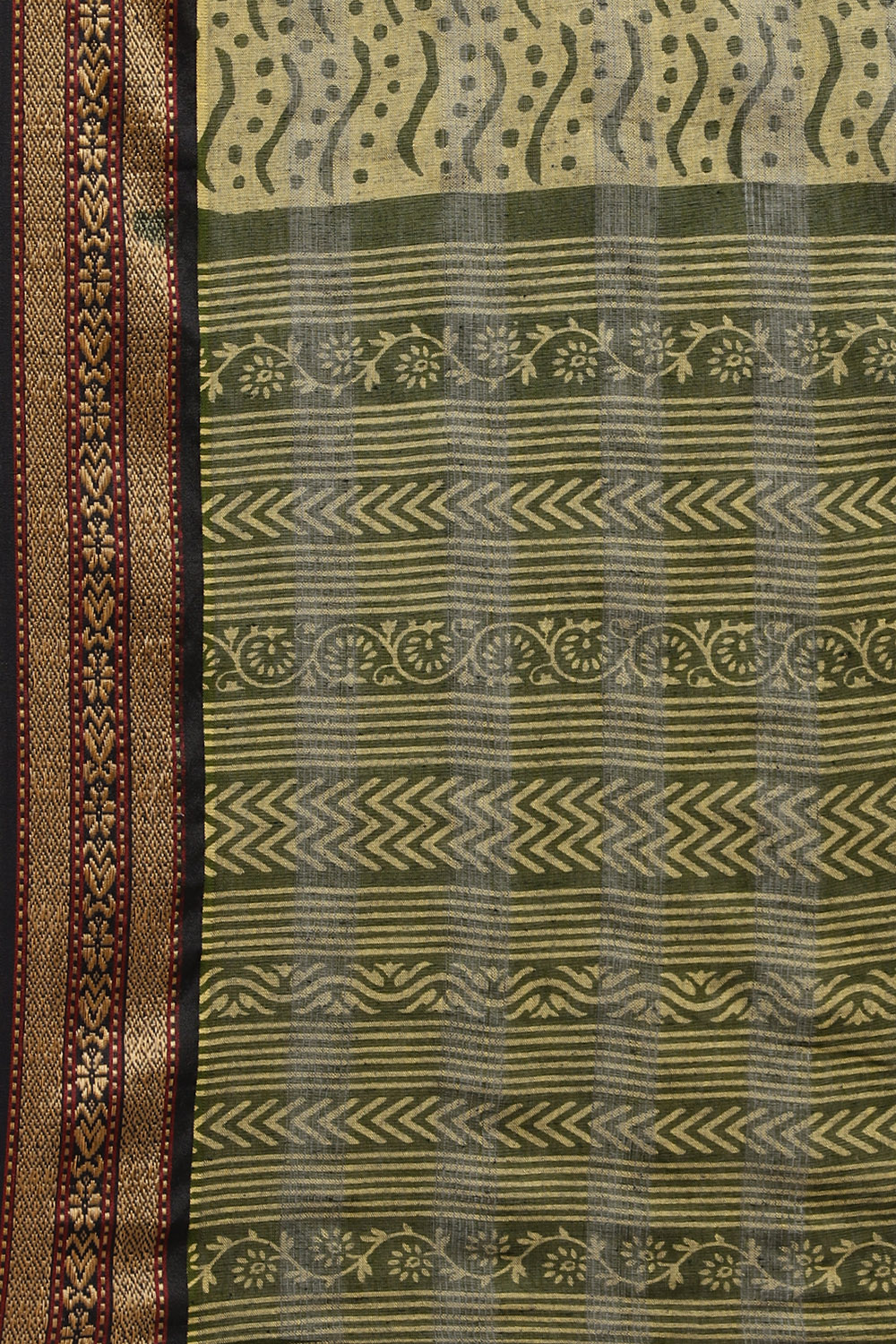 Olive Cotton Woven Unstitched Suit Set image number 2