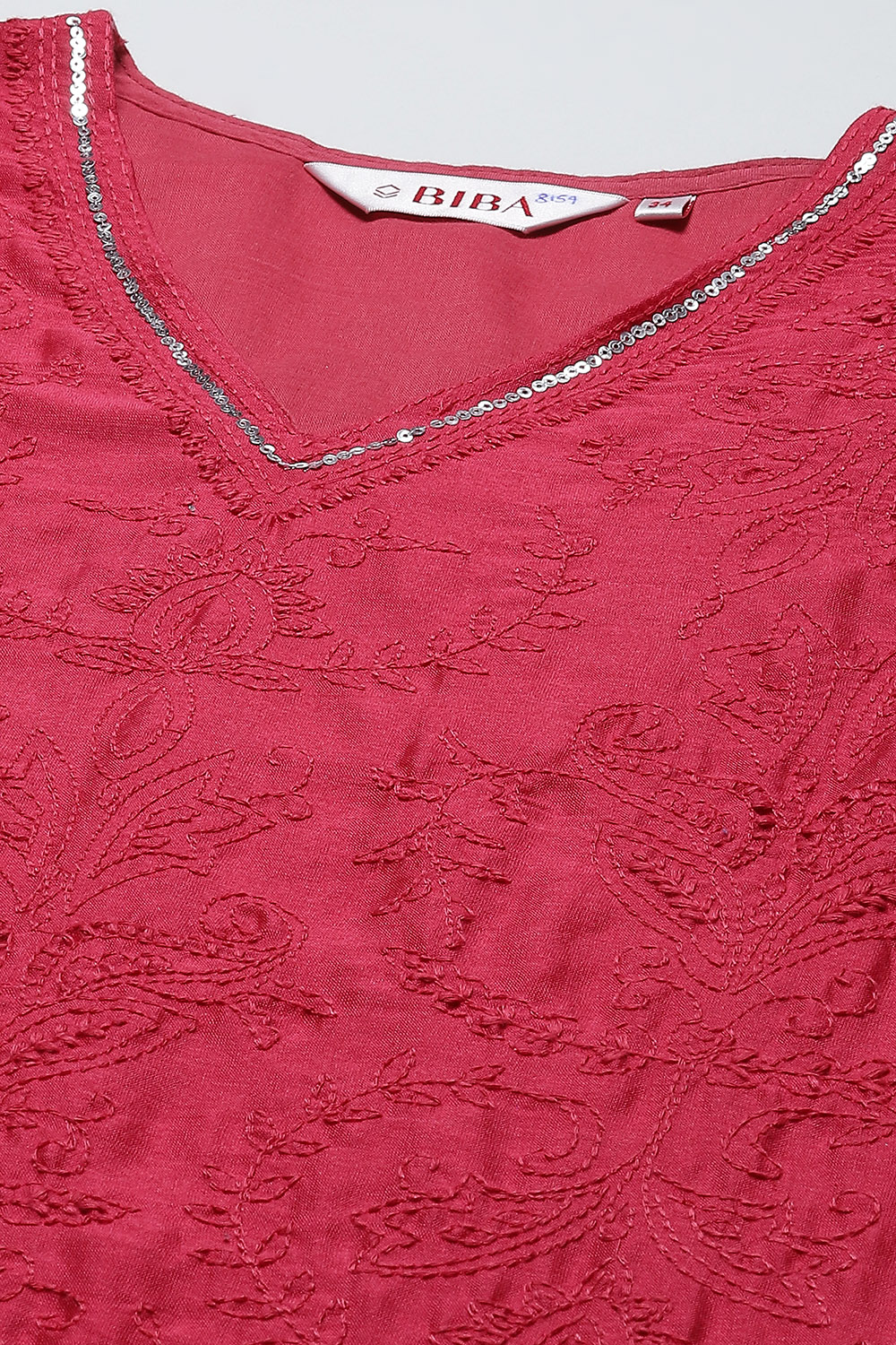 Berry Red Cotton Silk Straight Kurta Salwar Pant Suit Set image number 1