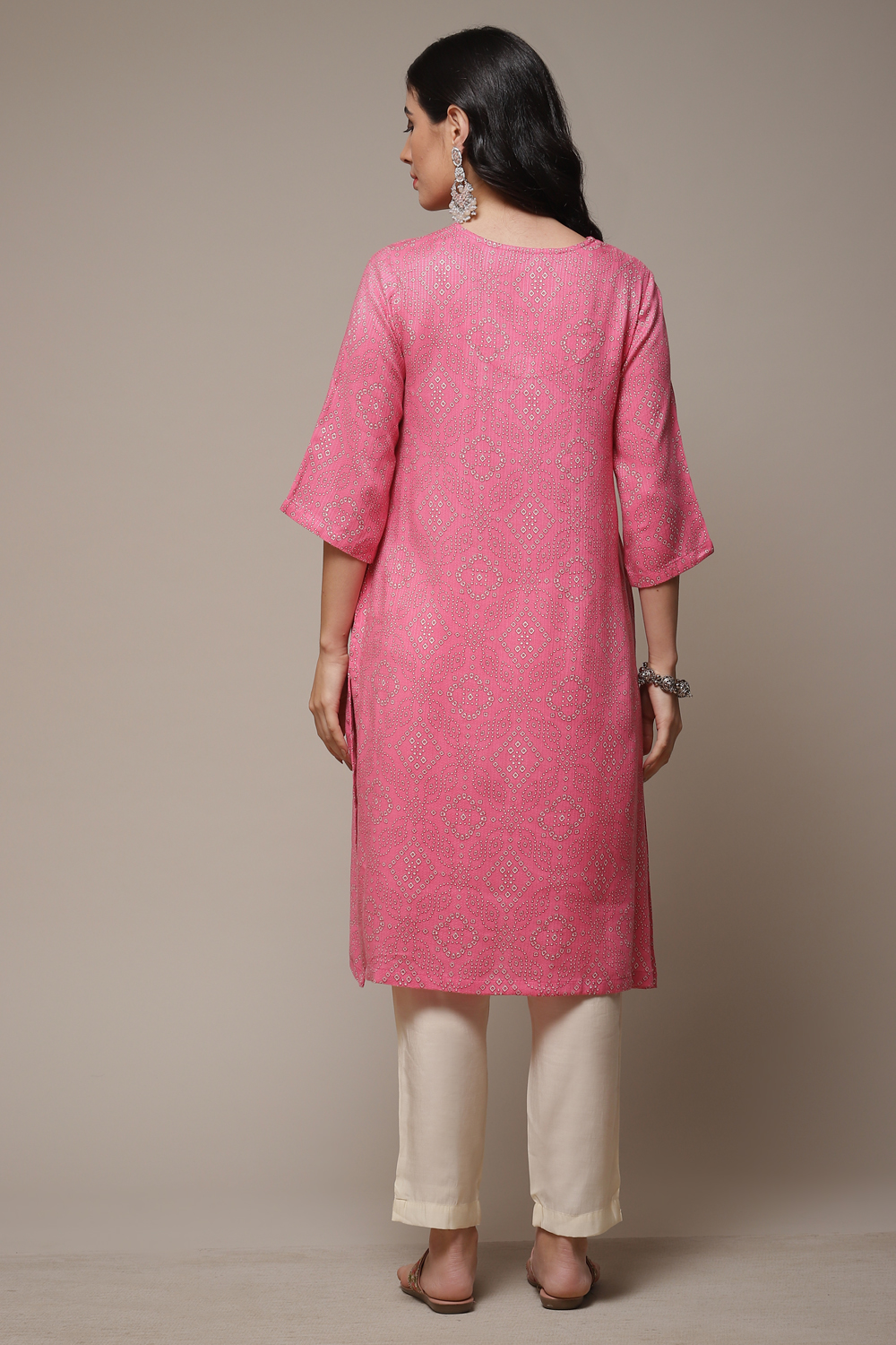 Pink Viscose Straight Printed Kurta image number 2