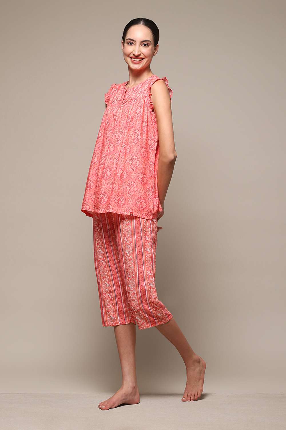 Purple Rayon Printed 2 Piece Sleepwear Set image number 3