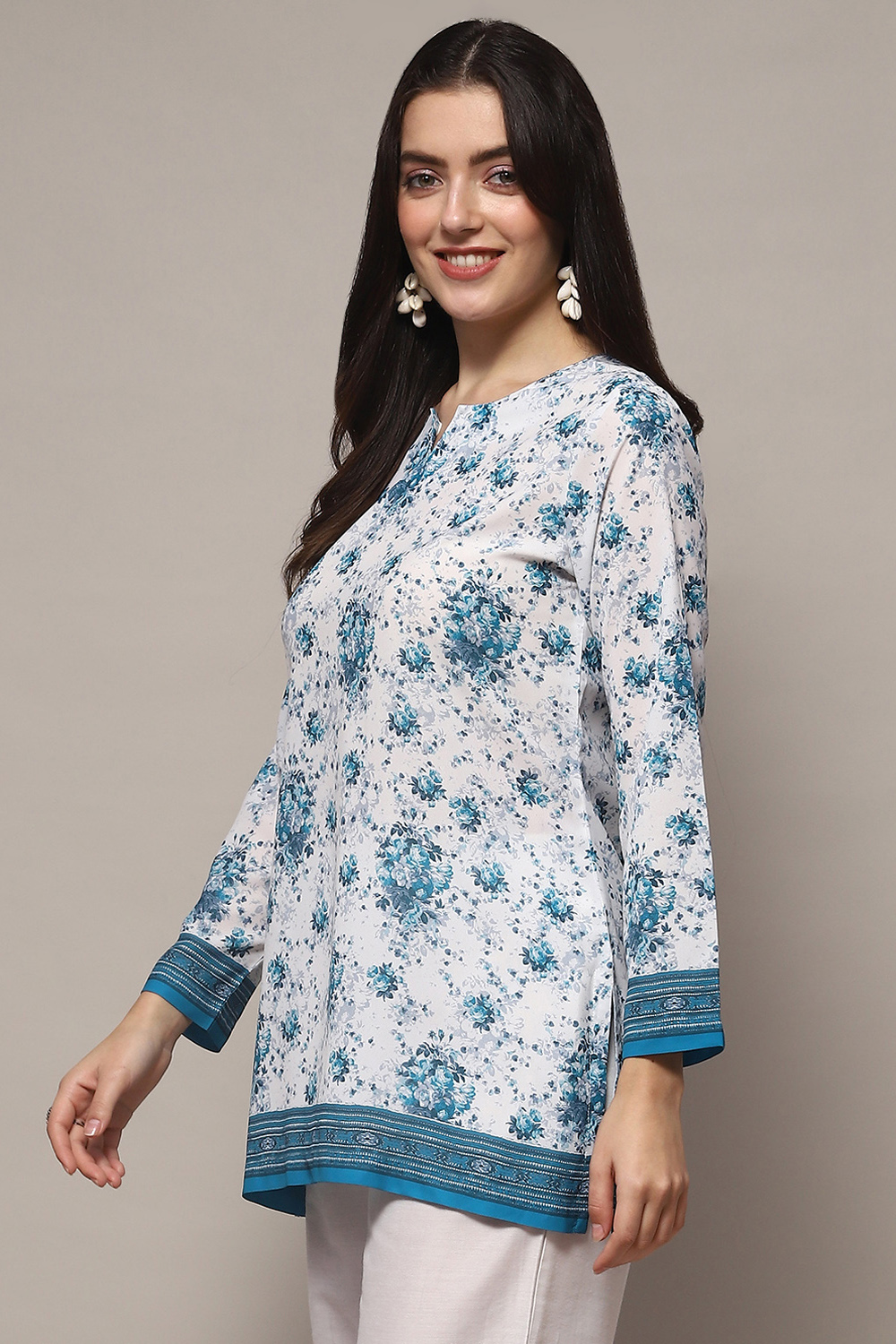 Indigo Polyester Straight Kurti image number 2