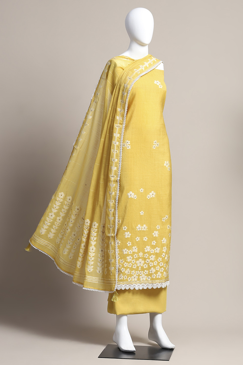 Peach Chanderi Unstitched Suit Set image number 0