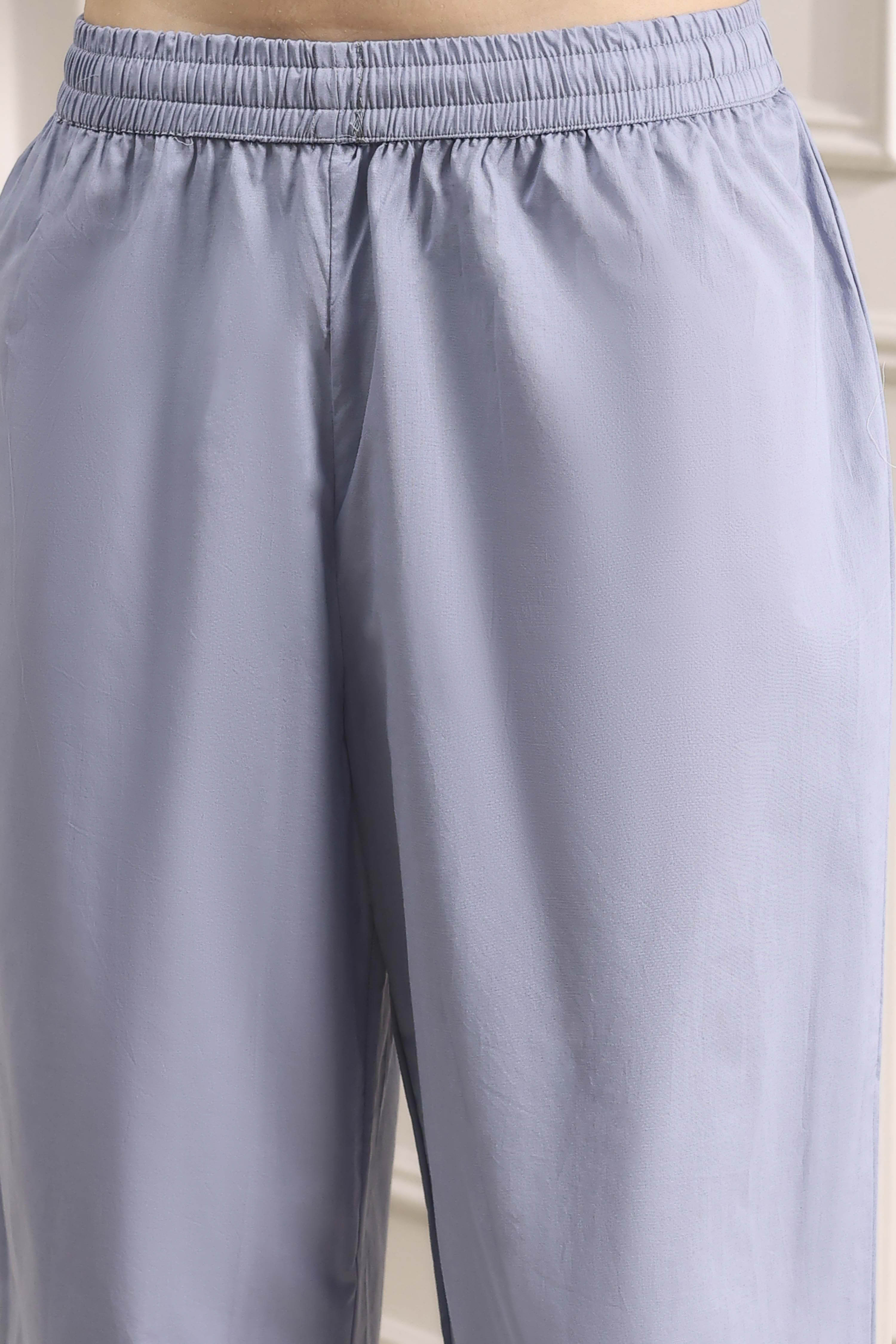 Lilac Cotton Printed Anarkali Suit Set image number 2