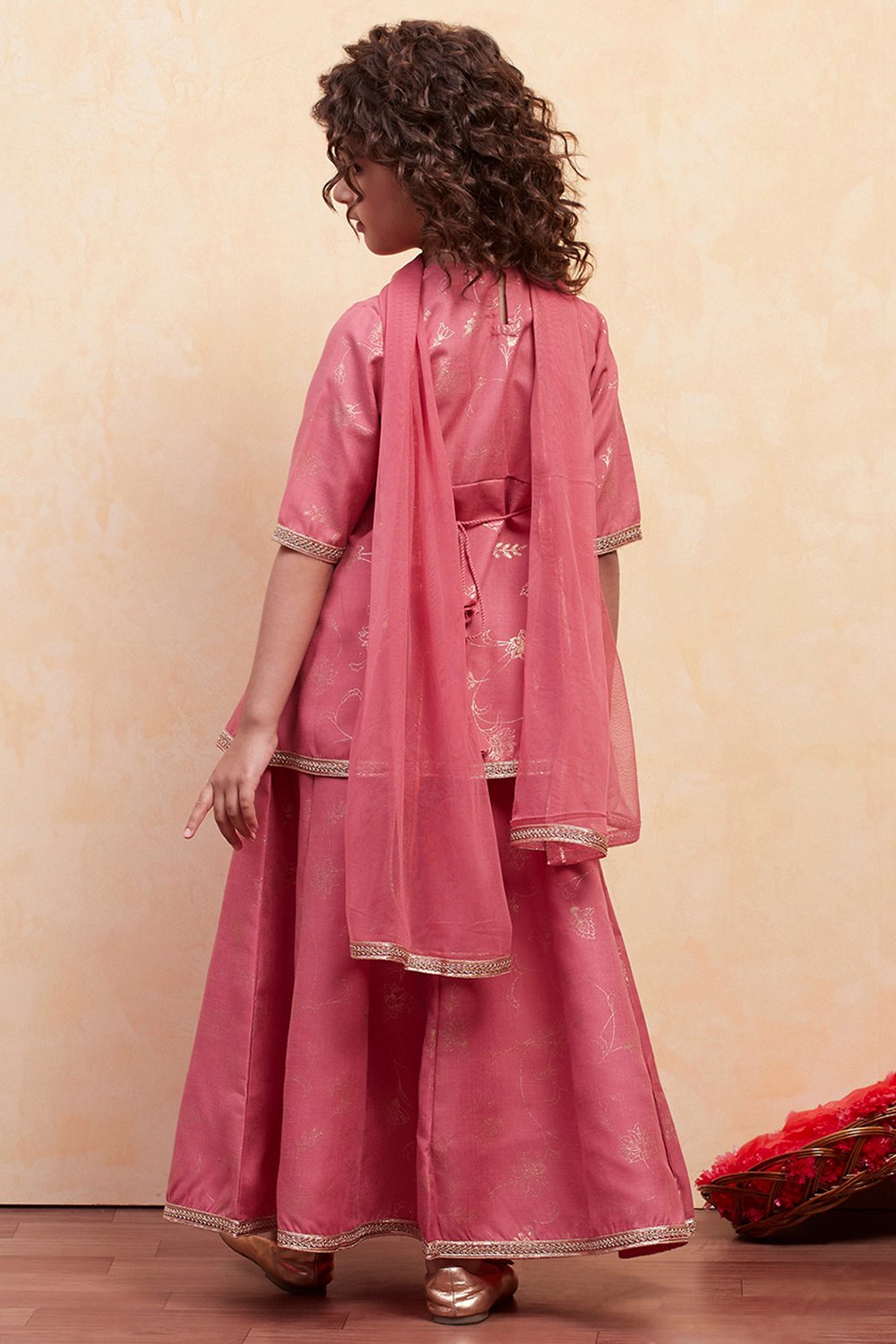 Blush Pink Polyester Peplum Lehenga Set image number 4