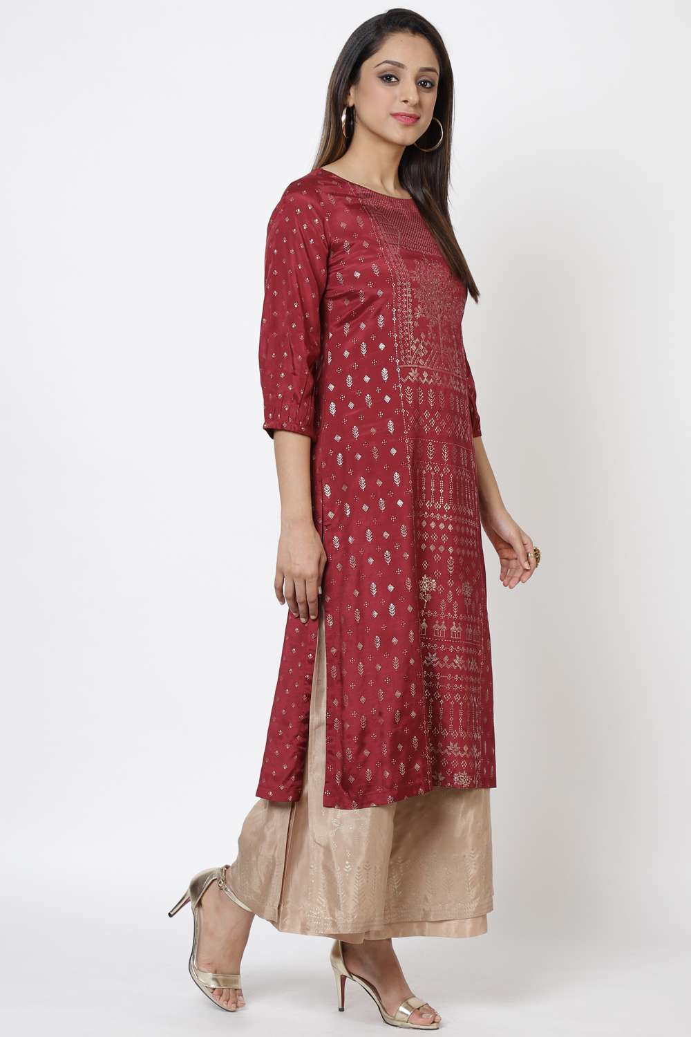 Black Viscose Straight Printed Kurta image number 3