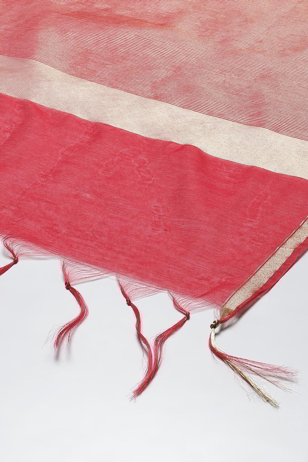 Brown Cotton Blend Yarndyed Dupatta image number 1