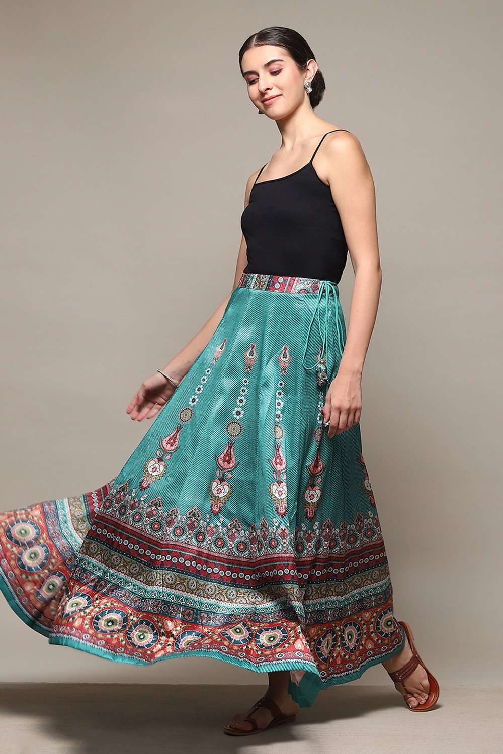 Teal Art Silk Skirt image number 0