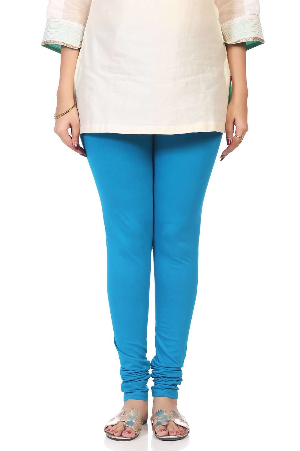 Teal Cotton Dyed Churidar image number 1